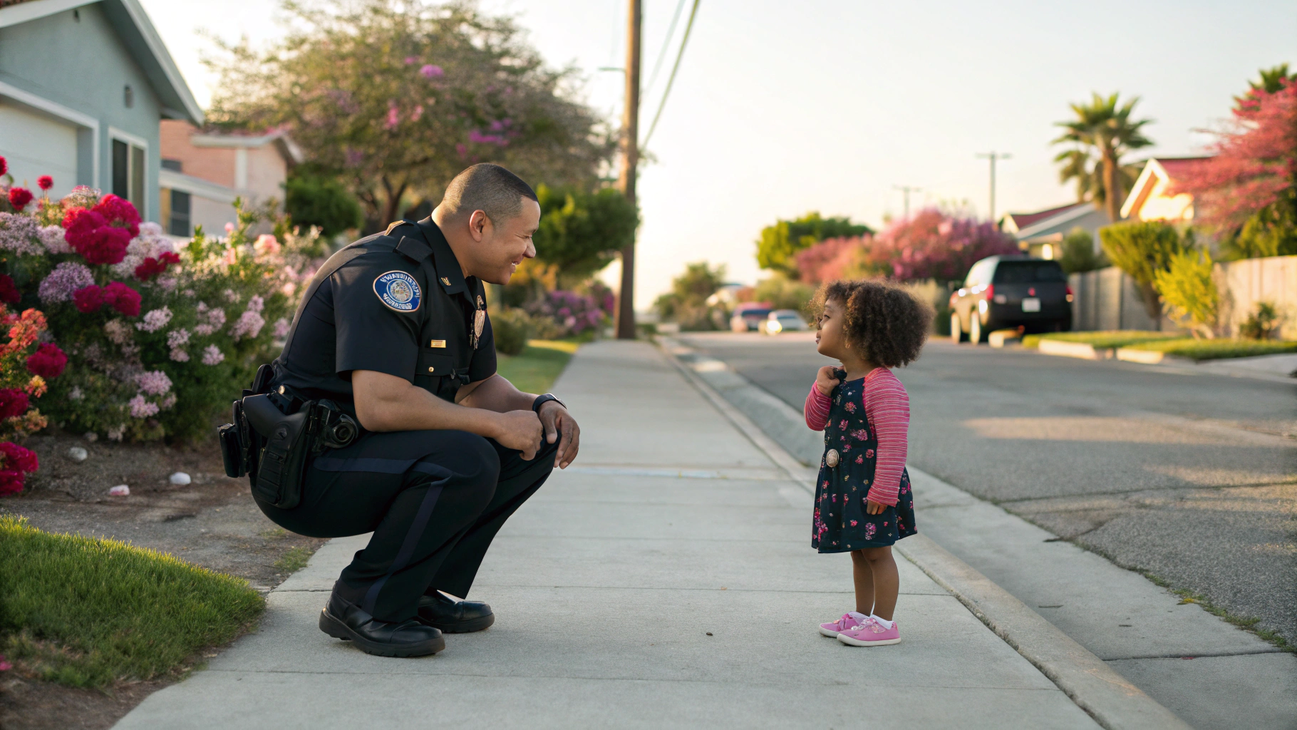 Officer talking with local residents