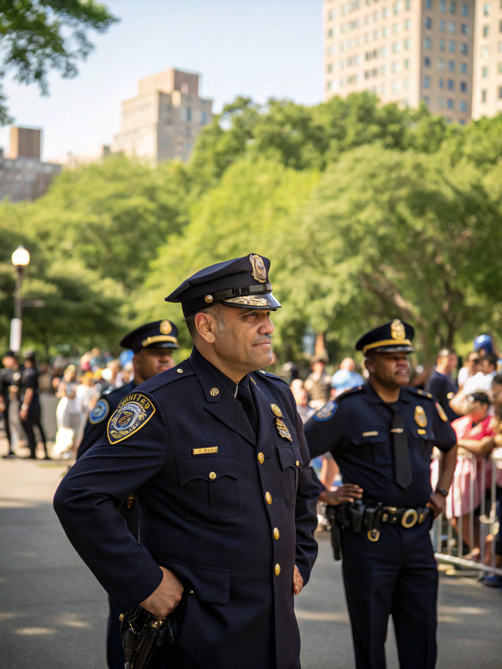 Metropolitan Central Police officers in front of precinct
